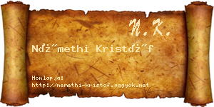 Némethi Kristóf névjegykártya