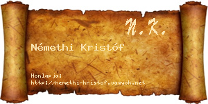 Némethi Kristóf névjegykártya
